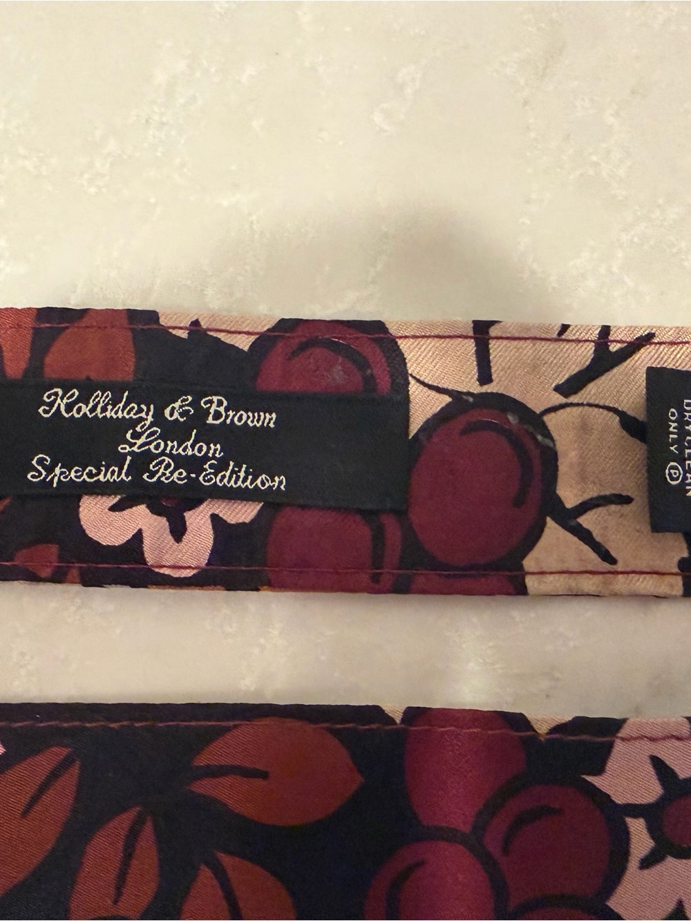 Holliday & Brown Special Edition Men's Floral Silk Belt - Burgundy & Black